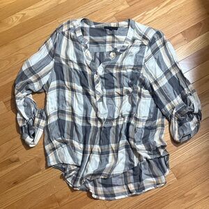 Jane + Delancy Peasant Flannel Plaid Top